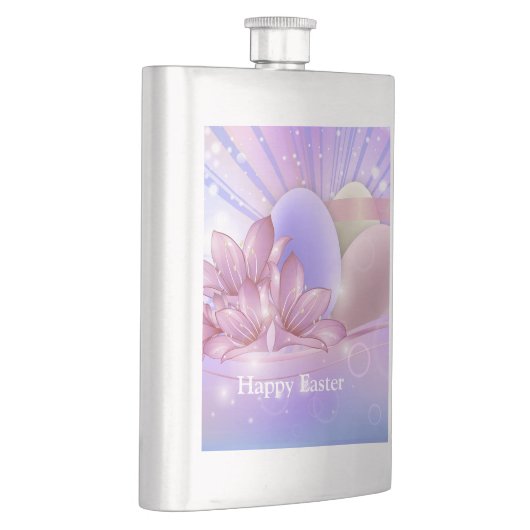 Bloemen en eieren op een kleurrijke pastelachtergr flacon (Rechts)