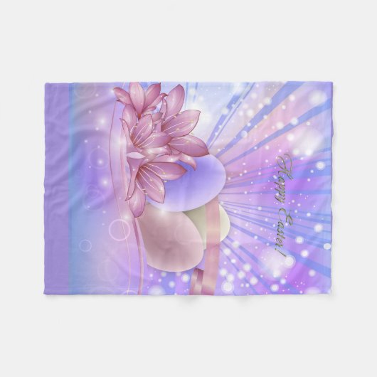 Bloemen en eieren op een kleurrijke pastelachtergr fleece deken (Voorkant (Horizontaal))