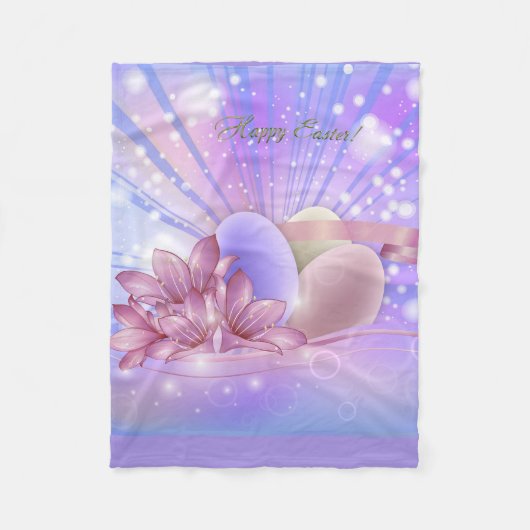 Bloemen en eieren op een kleurrijke pastelachtergr fleece deken (Voorkant)