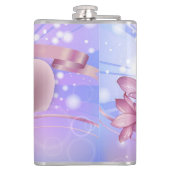 Bloemen en eieren op een kleurrijke pastelachtergr heupfles (Achterkant)