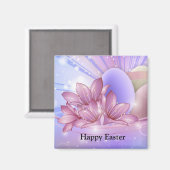 Bloemen en eieren op een kleurrijke pastelachtergr magneet (Voorkant / Achterkant)