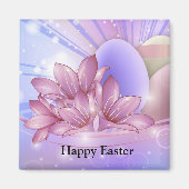 Bloemen en eieren op een kleurrijke pastelachtergr magneet (Voorkant)