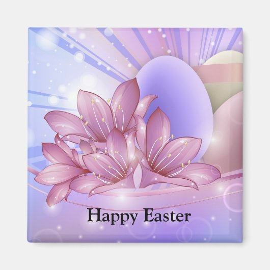 Bloemen en eieren op een kleurrijke pastelachtergr magneet (Voorkant)