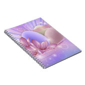 Bloemen en eieren op een kleurrijke pastelachtergr notitieboek (Rechterzijde)