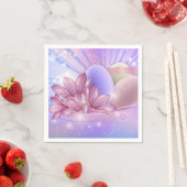 Bloemen en eieren op een kleurrijke pastelachtergr servet (Insitu)