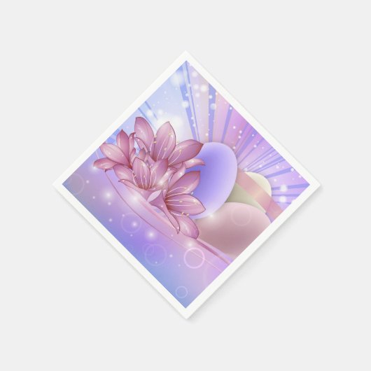 Bloemen en eieren op een kleurrijke pastelachtergr servet (Hoek)