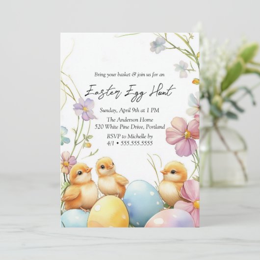 Bloemen en eieren Paaseieren Hunt Kaart (Staand voorkant)