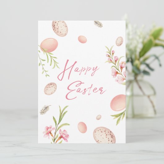 Bloemen en eieren Paasvakantie Kaart (Staand voorkant)