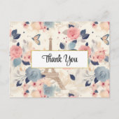 Bloemen en Eiffeltoren Parijs Patroon Dank u Briefkaart (Voorkant)