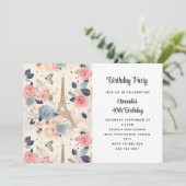 Bloemen en Eiffeltoren Parijs Patroon Verjaardag Kaart (Staand voorkant)