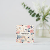 Bloemen en Eiffeltoren Parijs Patroon Vierkante Visitekaartje (Staand voorkant)