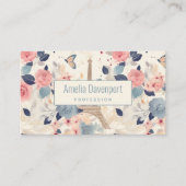 Bloemen en Eiffeltoren Parijs Patroon Visitekaartje (Voorkant)