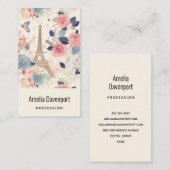 Bloemen en Eiffeltoren Parijs Patroon Visitekaartje (Voorkant / Achterkant)