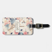 Bloemen en Eiffeltoren Parijs Reispatroon Bagagelabel (Voorkant horizontaal)