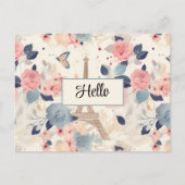 Bloemen en Eiffeltoren Parijs Reispatroon Briefkaart (Voorkant)