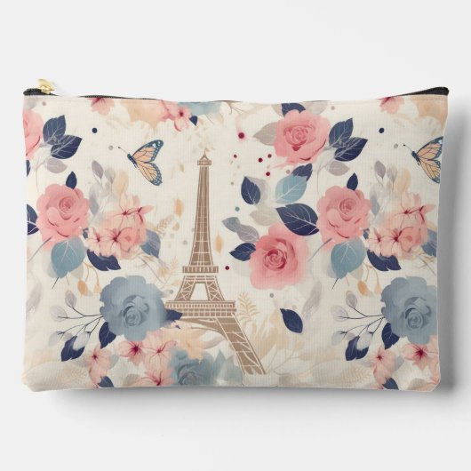 Bloemen en Eiffeltoren Parijs Reispatroon Etui (Voorkant)