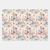 Bloemen en Eiffeltoren Parijs Reispatroon Inpakpapier Vel (Voorkant 3)