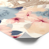 Bloemen en Eiffeltoren Parijs Reispatroon Poster (Hoek)