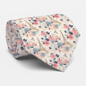 Bloemen en Eiffeltoren Parijs Reispatroon Stropdas (Opgerold)