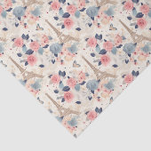 Bloemen en Eiffeltoren Parijs Reispatroon Tissuepapier (Detail)