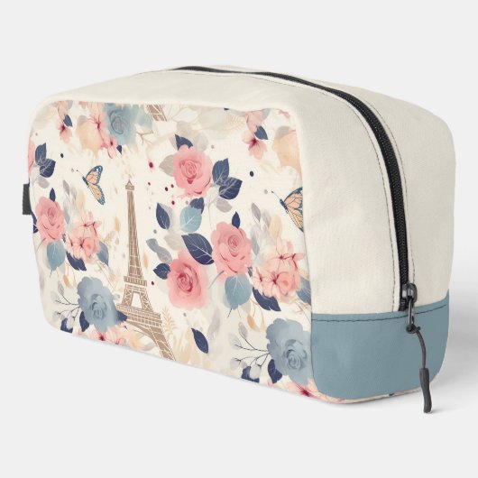 Bloemen en Eiffeltoren Parijs Reispatroon Toilettasje (Rechterhoek)