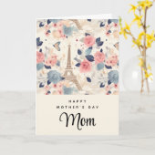 Bloemen en Eiffeltoren Patroon Moederdag Kaart (Gele Bloem)