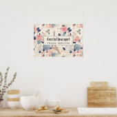 Bloemen en Eiffeltoren Reispatroon Business Poster (Keuken)