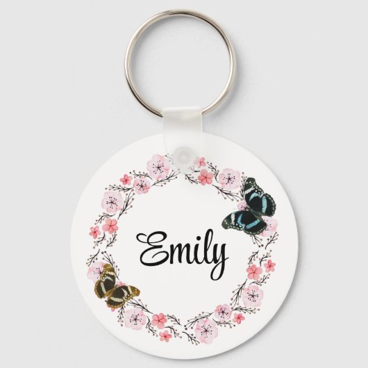 Bloemen en elegante achtergrond sleutelhanger (Voorkant)