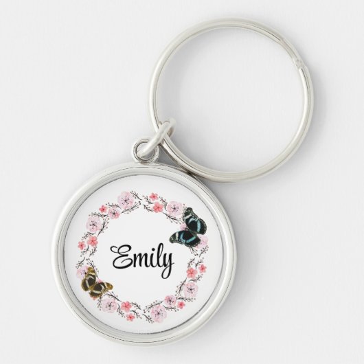 Bloemen en elegante achtergrond sleutelhanger (Voorkant)