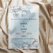 Bloemen en elegante huwelijksuitnodiging