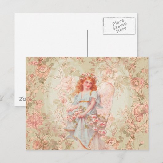 Bloemen en Engel  Collage Briefkaart (Voorkant / Achterkant)