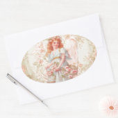 Bloemen en Engel  Collage Ovale Sticker (Envelop)
