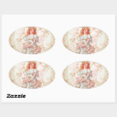 Bloemen en Engel  Collage Ovale Sticker (Vel)