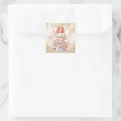 Bloemen en Engel Collage Vierkante Sticker (Tas)