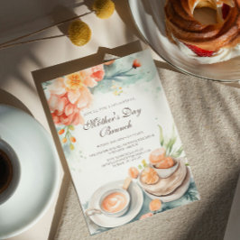 Bloemen en eten Moederdag Brunch Uitnodiging