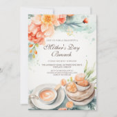 Bloemen en eten Moederdag Brunch Uitnodiging (Voorkant)
