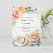 Bloemen en eten Moederdag Brunch Uitnodiging (Staand voorkant)