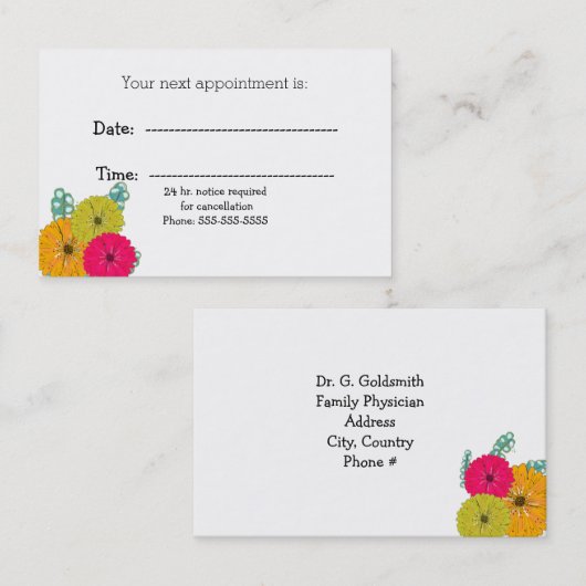Bloemen en Eucalyptus Medical Appointcard Afsprakenkaartje (Voorkant / Achterkant)