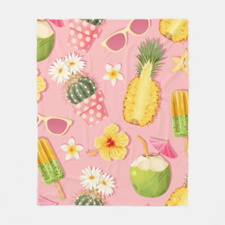 Bloemen en exotische vruchten naadloos patroon fleece deken