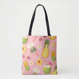 Bloemen en exotische vruchten  naadloos patroon tote bag