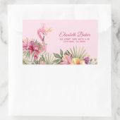 Bloemen en flamingo rechthoekige sticker (Tas)