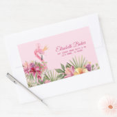 Bloemen en flamingo rechthoekige sticker (Envelop)