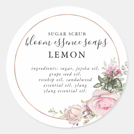 Bloemen en Folie | Suikerscrub-Sticker Ronde Sticker (Voorkant)