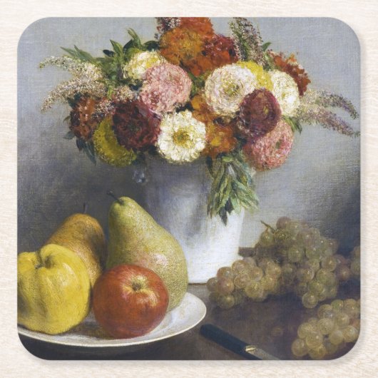 Bloemen en fruit, Henri Fantin-Latour Kartonnen Onderzetters (Voorkant)