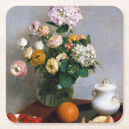 Bloemen en fruit, Henri Fantin-Latour Kartonnen Onderzetters (Voorkant)