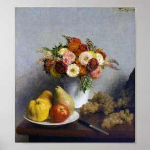 Bloemen en fruit, Henri Fantin-Latour Poster