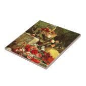 Bloemen en fruit in een tuin, Eugene Boudin-kunst Tegeltje (Zijkant)