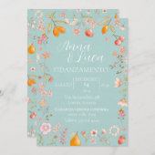 Bloemen en fruit turquoise kaart (Voorkant / Achterkant)