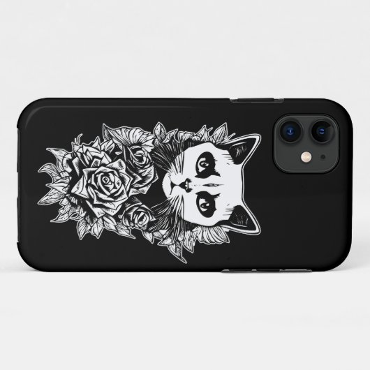 Bloemen en gegotenkat Case-Mate iPhone case (Achterkant (horizontaal))