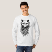 Bloemen en gegotenkat t-shirt (Voorkant volledig)